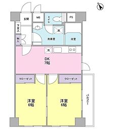ビアンカクリハラ 2DKの間取図画像