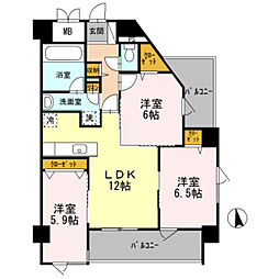 セイクレッド 3階3LDKの間取り