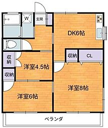 シティハイムグリーン 2階3DKの間取り