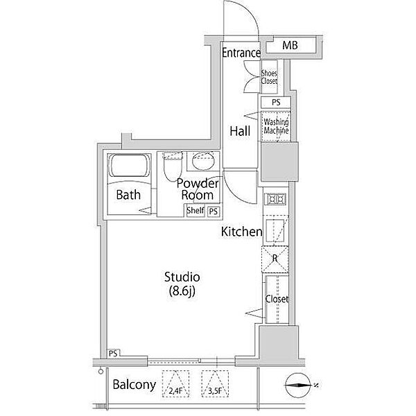 カーサスプレンディッド南麻布 ｜東京都港区南麻布１丁目(賃貸マンション1R・1階・25.44㎡)の写真 その2