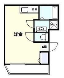 ラウンジ大久保 2階ワンルームの間取り
