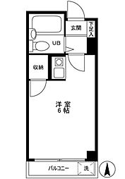 コーポ渡辺 3階ワンルームの間取り