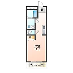 カーサ・デル・ソル ワンルームの間取図画像