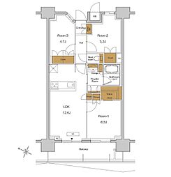 RJRプレシア東十条ガーデン 14階3LDKの間取り