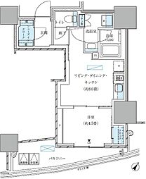 パークアクシス五反田スカイタワー 1LDKの間取図画像