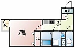 プルミエII 1階1Kの間取り