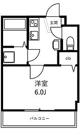 グランシャレー堀切菖蒲園III 3階1Kの間取り