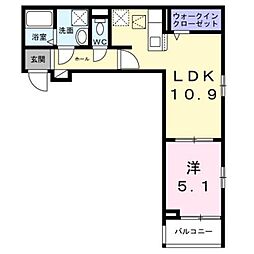 小田急小田原線 相武台前駅 徒歩8分の賃貸アパート 2階1LDKの間取り