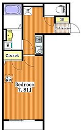ファイネス梅田 A棟 1階1Kの間取り