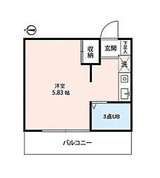 メゾンドペルル ワンルームの間取図画像