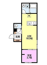 カーサ北園 1LDKの間取図画像