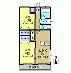 クローバー今川 2LDKの間取図画像