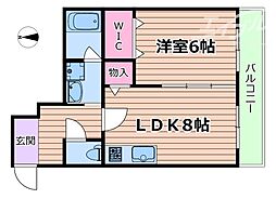 Oak中穂積 3階1LDKの間取り
