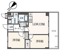 メゾン・ド・カカウェット 1階2LDKの間取り