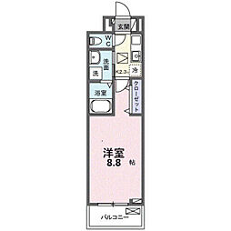 ラ・トゥール湘南II 1Kの間取図画像