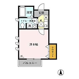 コージー国立 1階1Kの間取り
