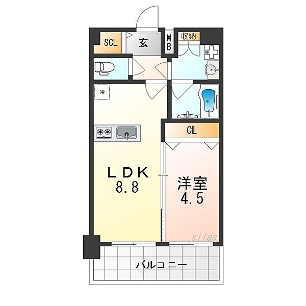 大阪府大阪市港区波除２丁目(賃貸マンション1LDK・11階・34.20㎡)の写真 その2