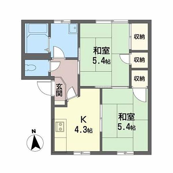 センターヴィレッジ　Ｂ 102｜福島県福島市飯坂町(賃貸アパート2K・1階・40.00㎡)の写真 その2