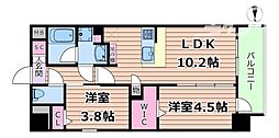 アーバネックス東梅田 2LDKの間取図画像