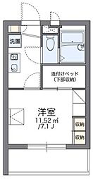 レオパレスリベール 4階1Kの間取り