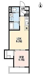 つばめハウス北松戸 1階1LDKの間取り