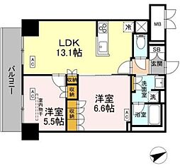 サンジョイアゼロ 4階2LDKの間取り