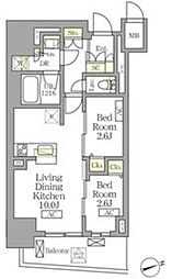 テラス北千住 2LDKの間取図画像