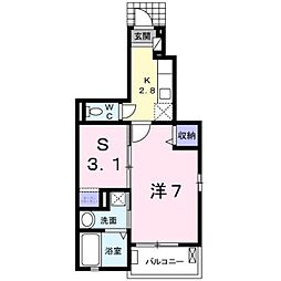 ヴィオラパッソ1 2Kの間取図画像