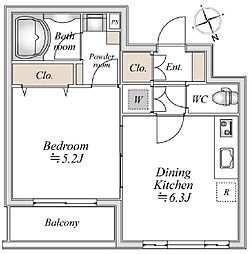 ドゥーエ阿佐ヶ谷 1DKの間取図画像