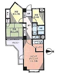 ディアハイム北品川 4階3LDKの間取り