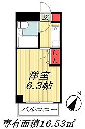ローズガーデンA69番館 1Kの間取図画像