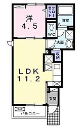 グラン クリュＢ 1階1LDKの間取り