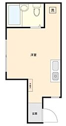向島PEACE-CUBE 1階ワンルームの間取り