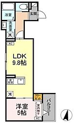セレスティア大島 203 2階1LDKの間取り