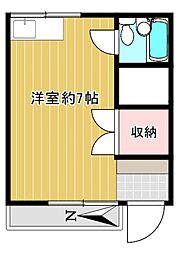 ルネ長崎 1階ワンルームの間取り