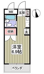 サンライズ船橋 ワンルームの間取図画像