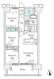 スカイグランデ津田沼 2SLDKの間取図画像