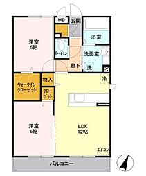 ポッソヴィラージュ1 2LDKの間取図画像