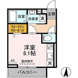 アンジュール多摩川 ワンルームの間取図画像