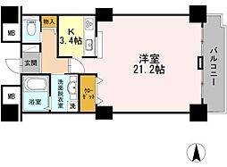 品川シーサイドビュータワー2 3階ワンルームの間取り