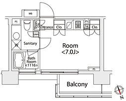 カスタリア戸越 8階ワンルームの間取り