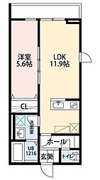 Ｌａ Ｌｉｂｅｌｌｕｌｅ 二本榎 2階1LDKの間取り