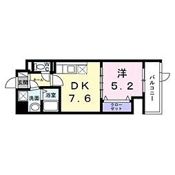ウィングコート天王寺 1DKの間取図画像