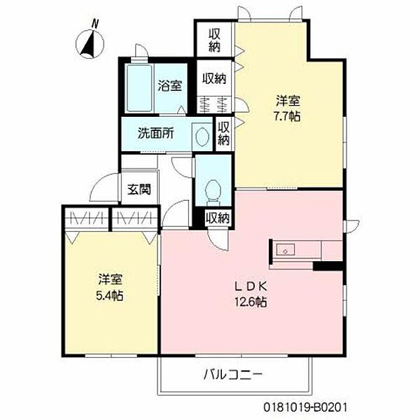 シャーメゾン中山　Ｂ棟 B0201｜鹿児島県鹿児島市中山町(賃貸アパート2LDK・2階・57.82㎡)の写真 その2