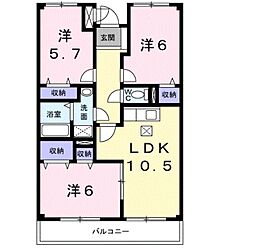 ナハトムジーク 3LDKの間取図画像