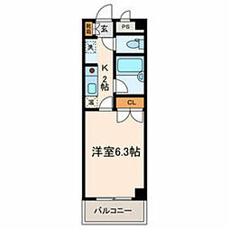 ビレッジコア八王子 1Kの間取図画像