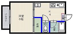 メーゾンロゼットA 1Kの間取図画像