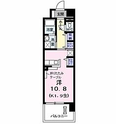 昭島コートエレガンスF ワンルームの間取図画像