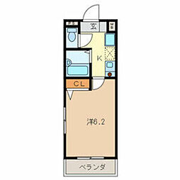 コスモス武蔵浦和 1Kの間取図画像