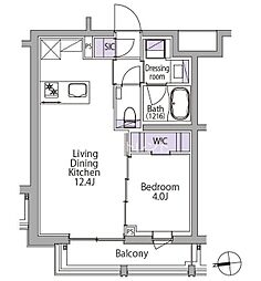 イプセ白金台 4階1LDKの間取り